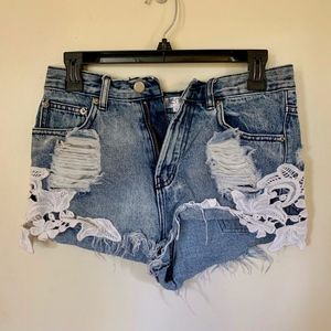 Xenia lace denim hot pant short